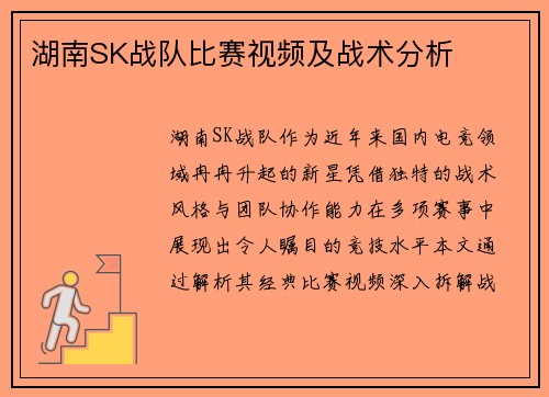 湖南SK战队比赛视频及战术分析